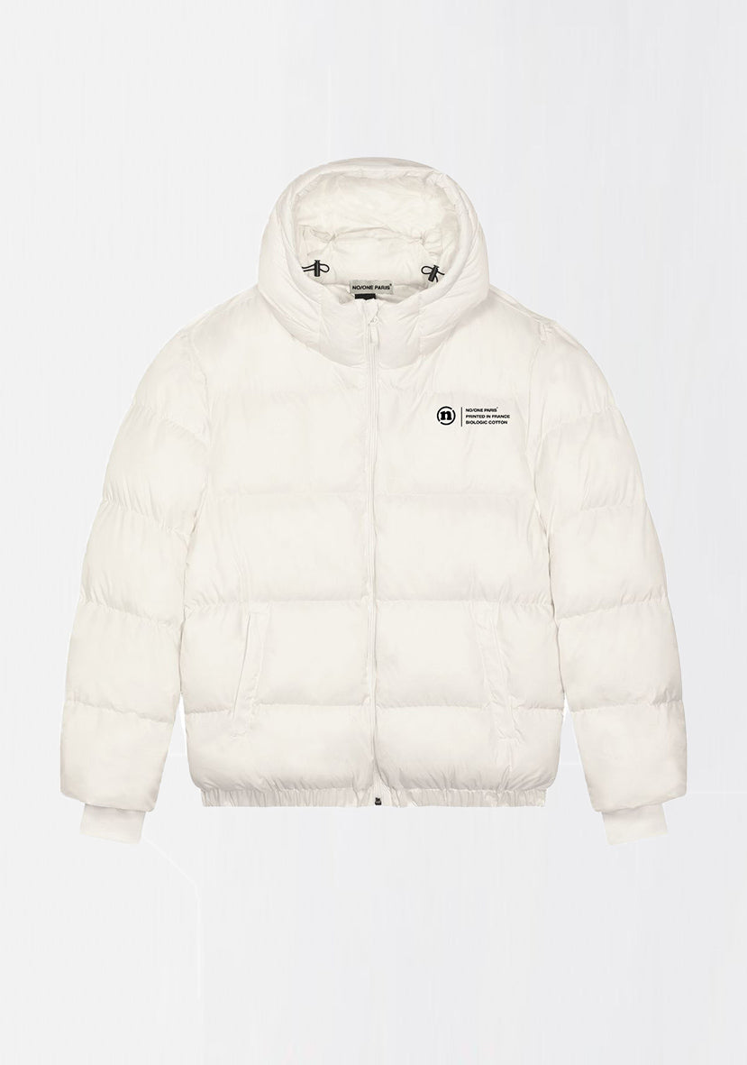DOUDOUNE BLANC CASSÉ COURTE "THE LABEL"